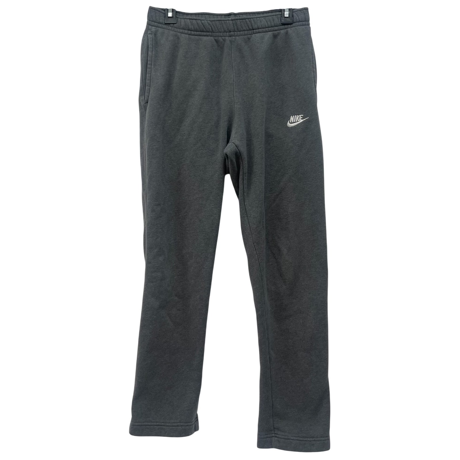 Nike Mens Club Fleece Sweatpants Gray Small Straight Leg Open Hem Back Pocket